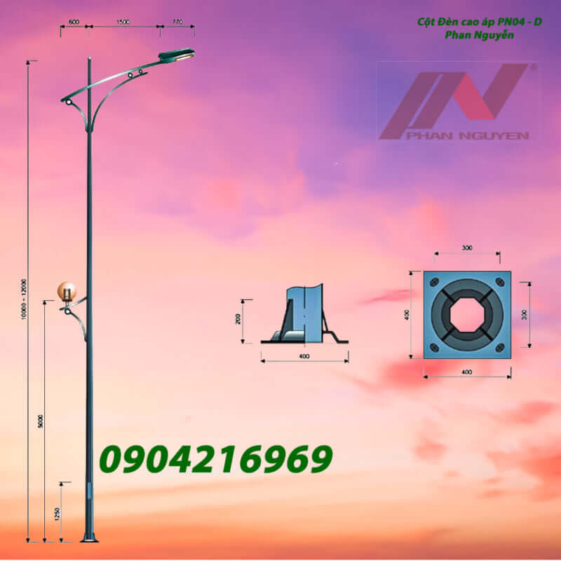 cột đèn cao áp chiếu sáng PN04