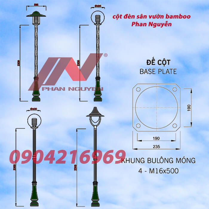 thông số kỹ thuật cột đèn sân vườn bamboo